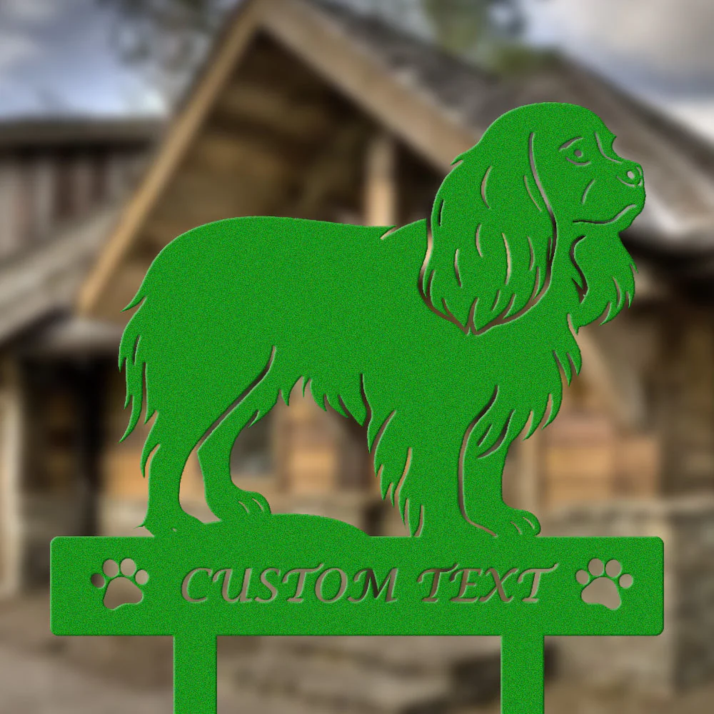 Cavalier King Charles Spaniel Silhouette de Chien Personnalisée Piquet de Jardin en Métal - Image 5