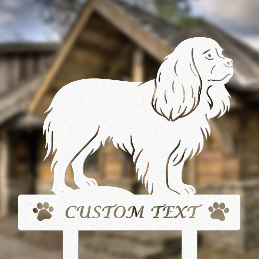 Cavalier King Charles Spaniel Silhouette de Chien Personnalisée Piquet de Jardin en Métal - Image 8