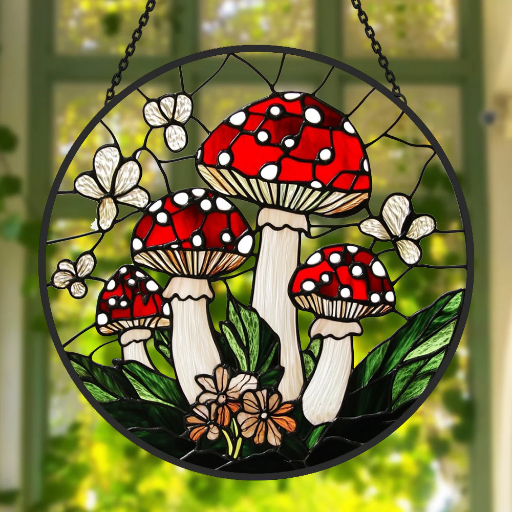 Champignon Attrape-Soleil Décoratif en Vitrail à Suspendre - Image 2