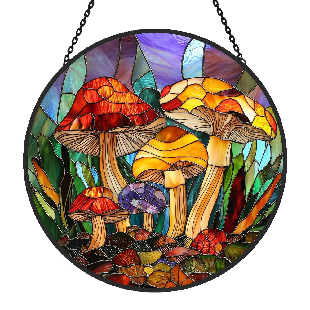 Champignons de la Jungle Attrape-Soleil Décoratif en Vitrail à Suspendre - Image 4