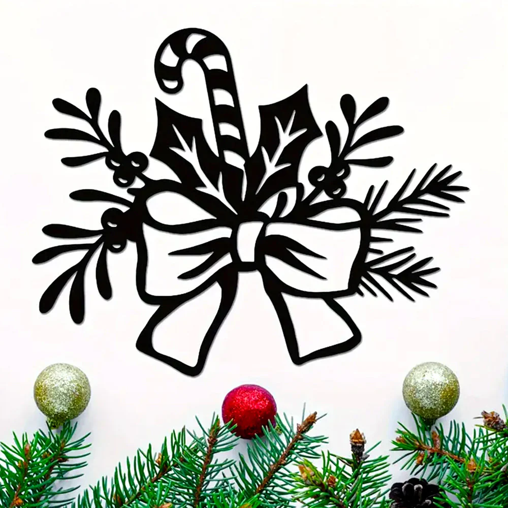 Charmante Couronne de Noël Métal Plaque en Métal Décoratif Mural