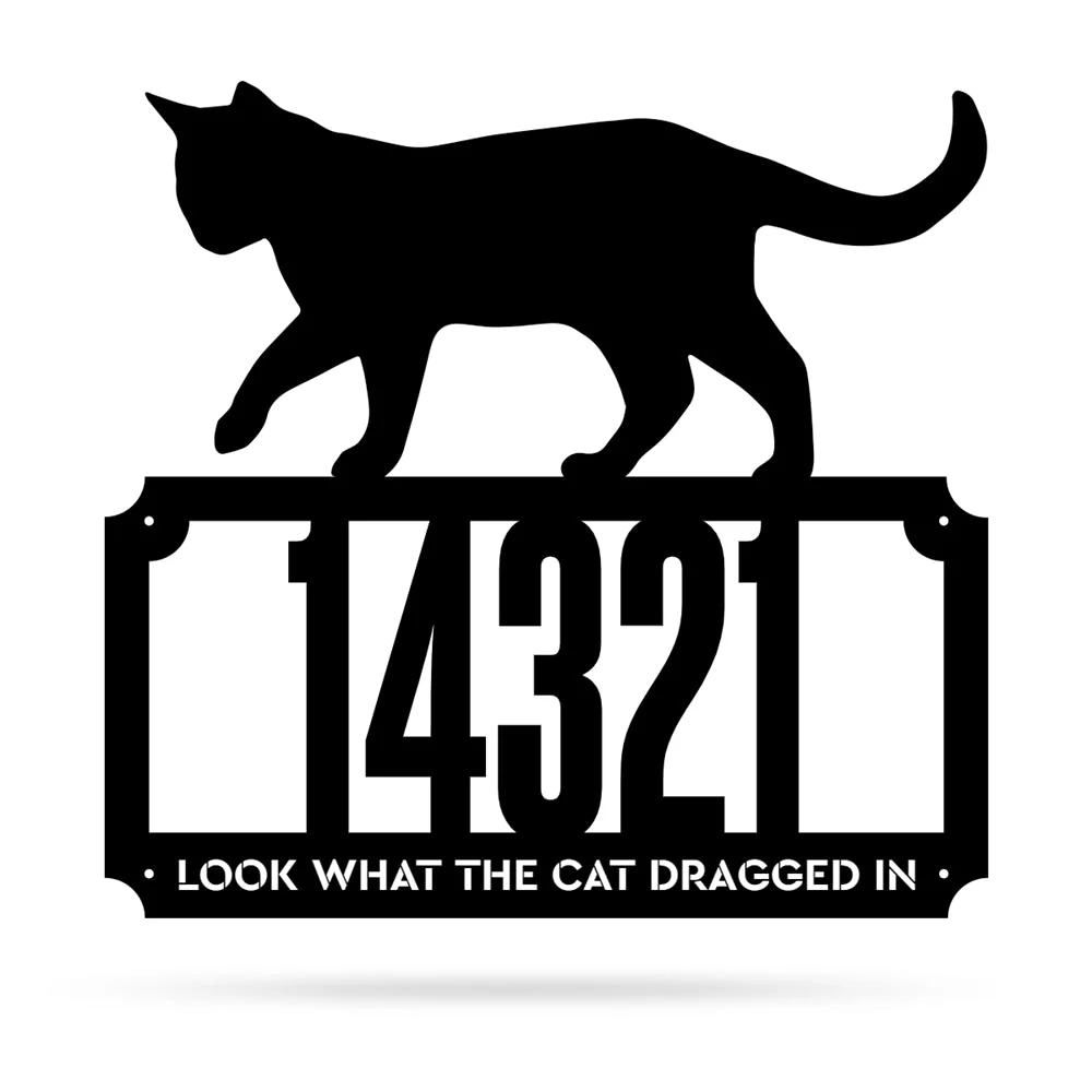 Chat 2 Lignes Monogramme d'Adresse Plaque d'Adresse en Métal Personnalisée - Image 16