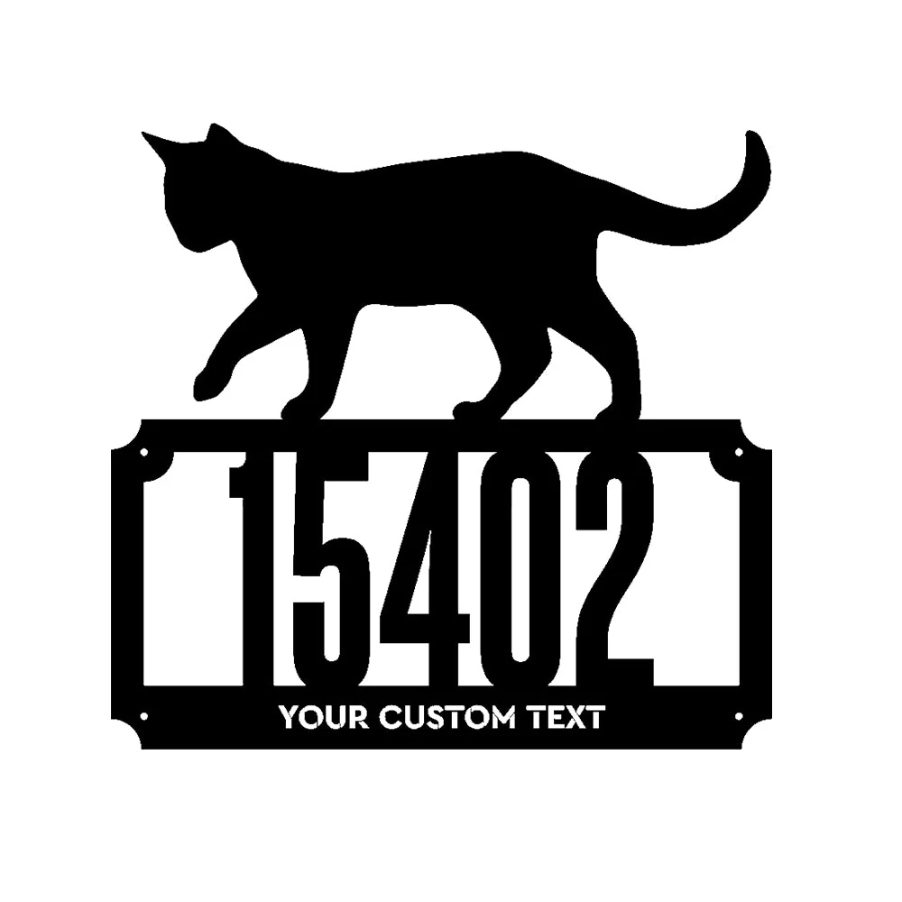 Chat 2 Lignes Monogramme d'Adresse Plaque d'Adresse en Métal Personnalisée - Image 17