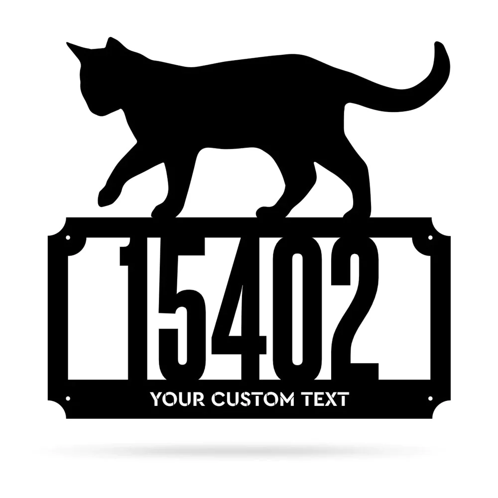Chat 2 Lignes Monogramme d'Adresse Plaque d'Adresse en Métal Personnalisée - Image 8