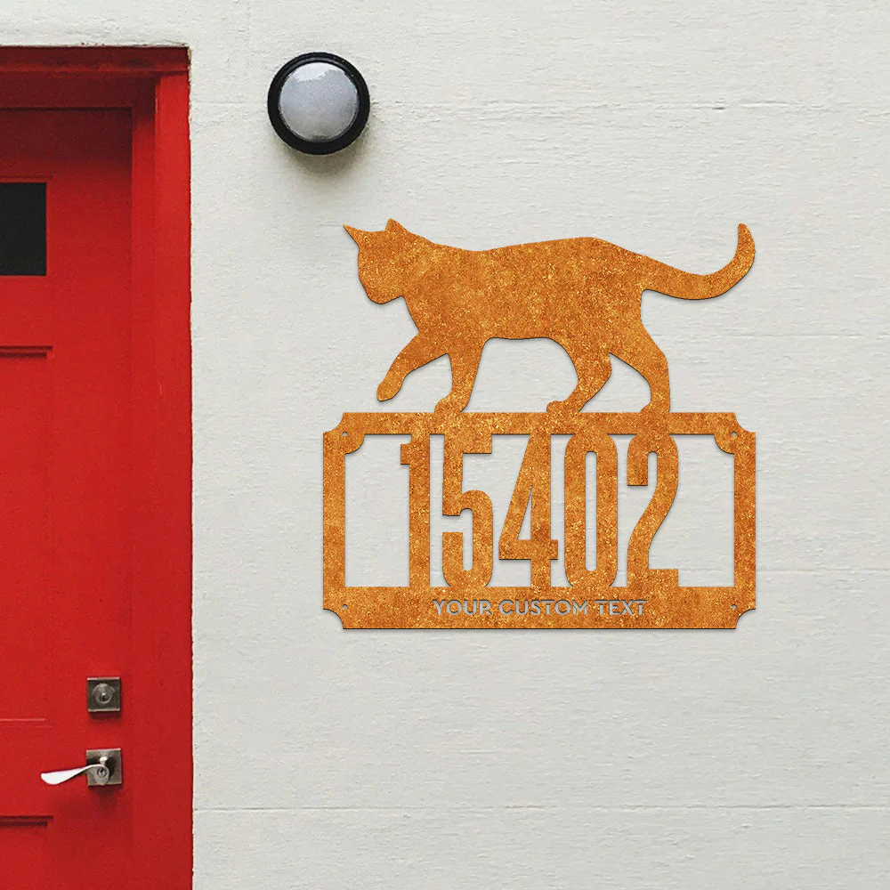 Chat 2 Lignes Monogramme d'Adresse Plaque d'Adresse en Métal Personnalisée - Image 9
