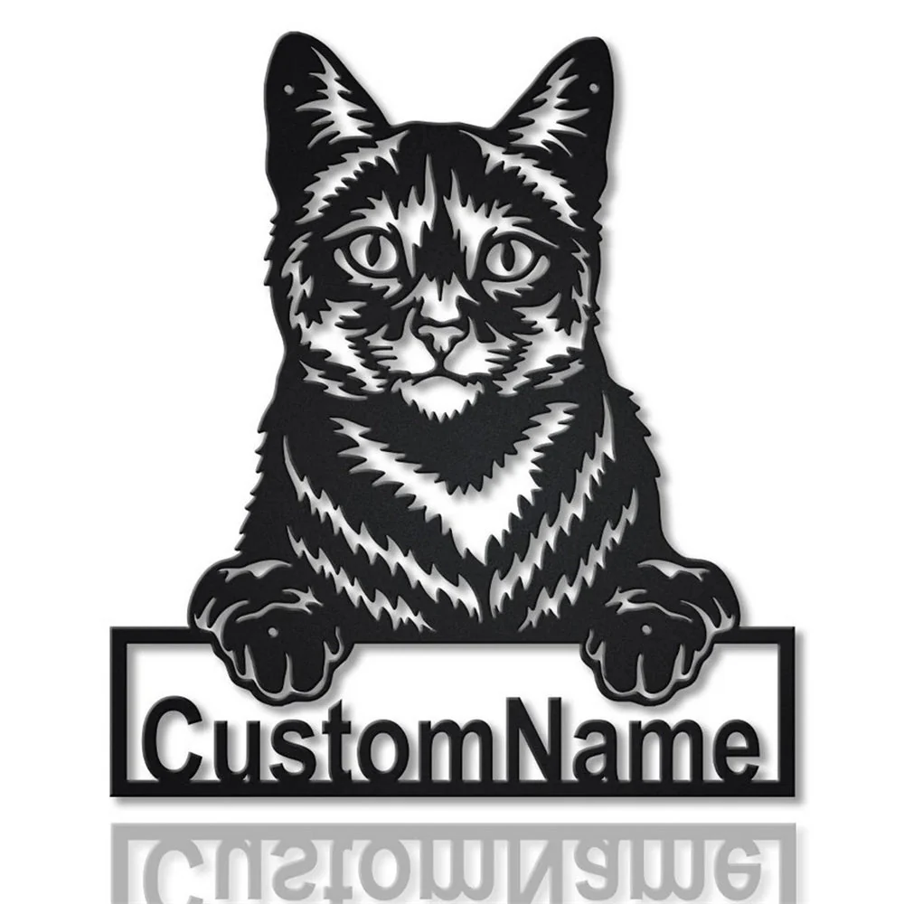 Chat Domestique Plaque en Métal Art Déco de Jardin - Image 2