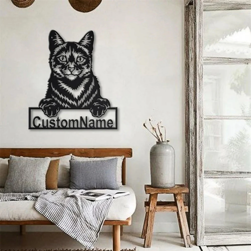 Chat Domestique Plaque en Métal Art Déco de Jardin - Image 4