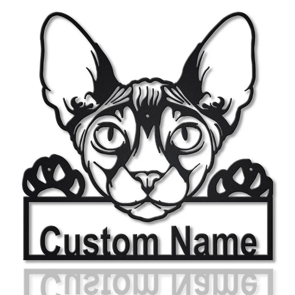 Chat Donskoy Art en Métal Plaque de Nom en Métal Personnalisée - Image 2