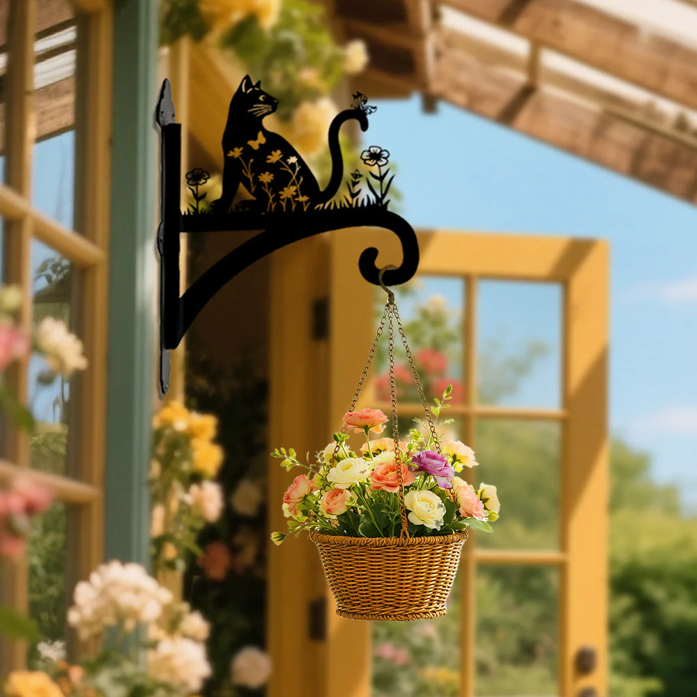 Chat et Fleur Support de Plantes à Suspendre Métallique - Image 3