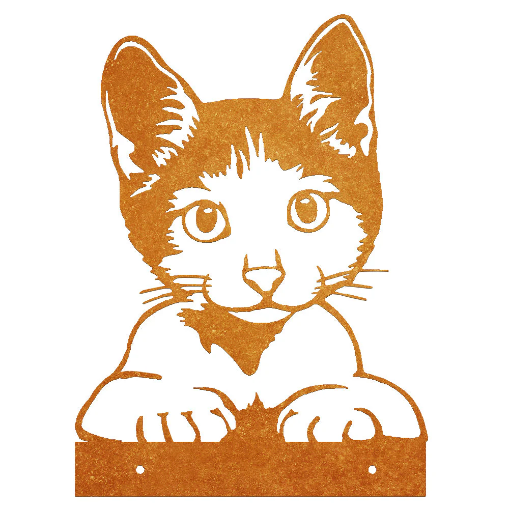 Chat Mignon Curieux Plaque Métallique – Décoration de Jardin Extérieur Animale - Image 8