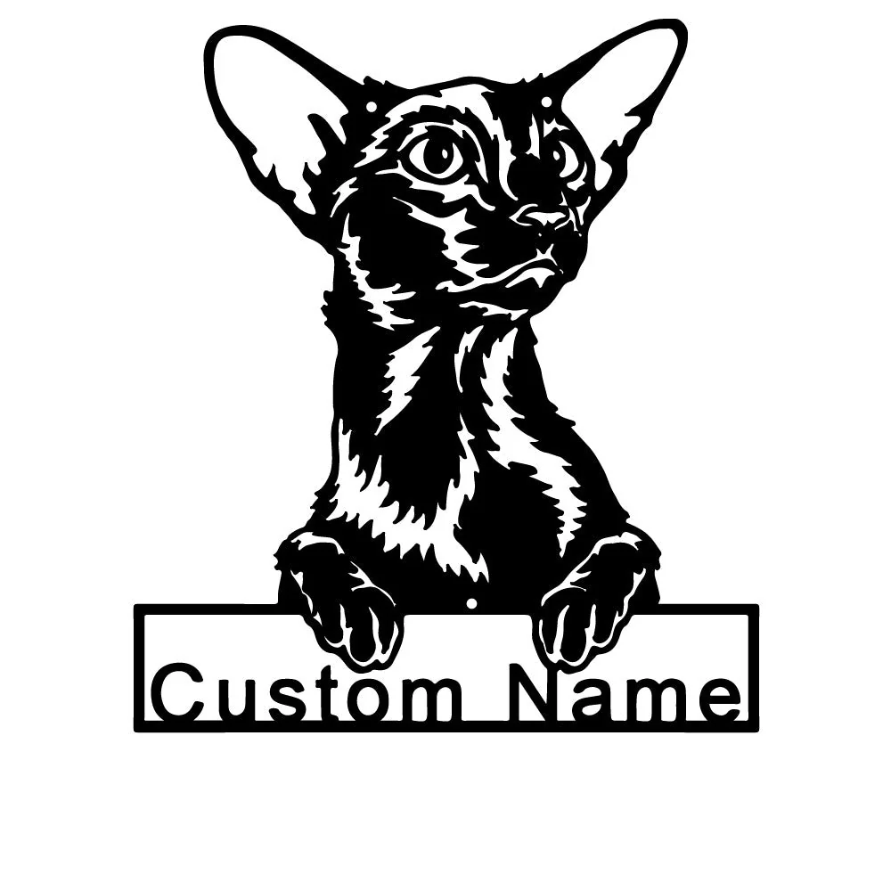Chat Oriental à Poil Court Art en Métal Plaque de Nom en Métal Personnalisée - Image 5