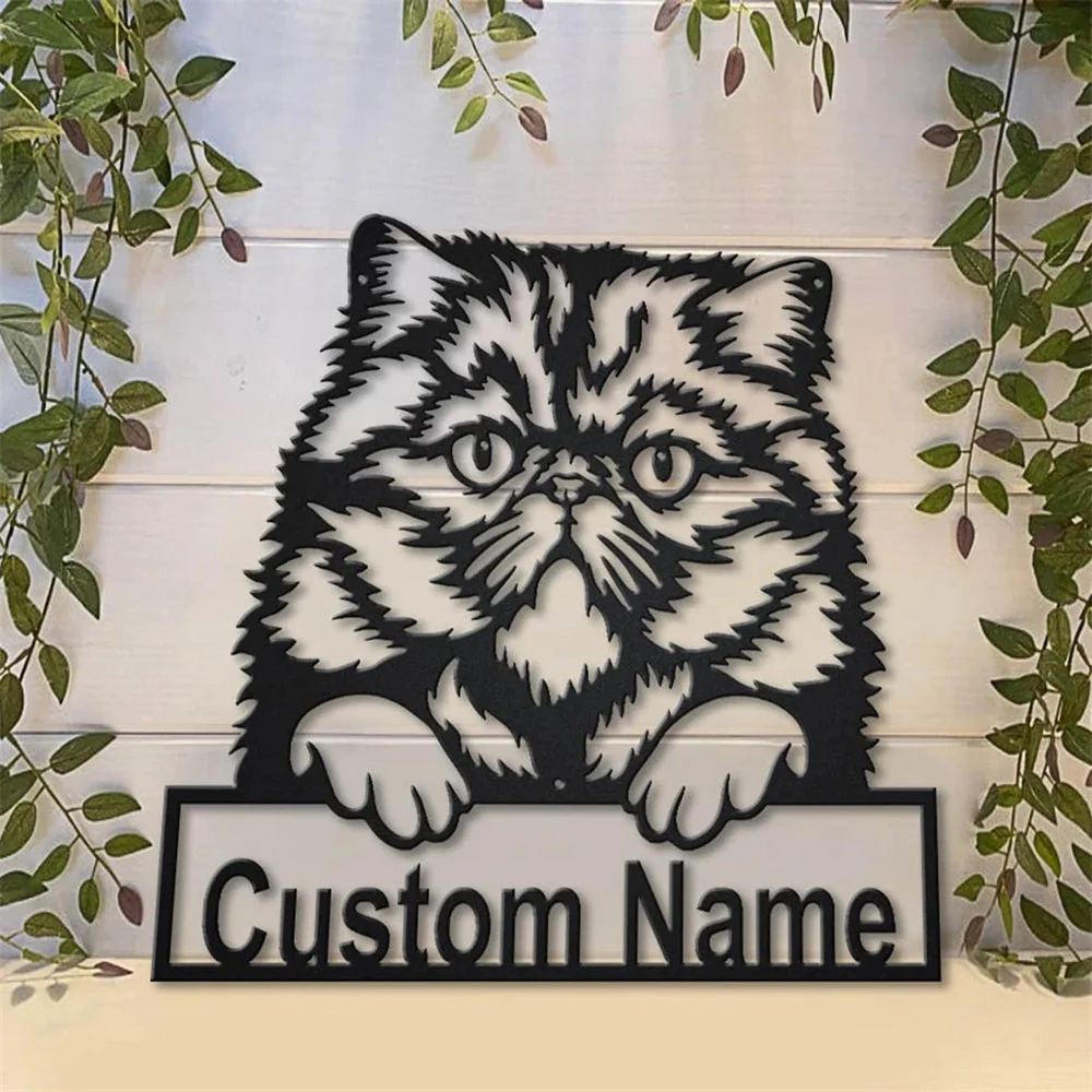 Chat Persan Art en Métal Plaque de Nom en Métal Personnalisée - Image 4