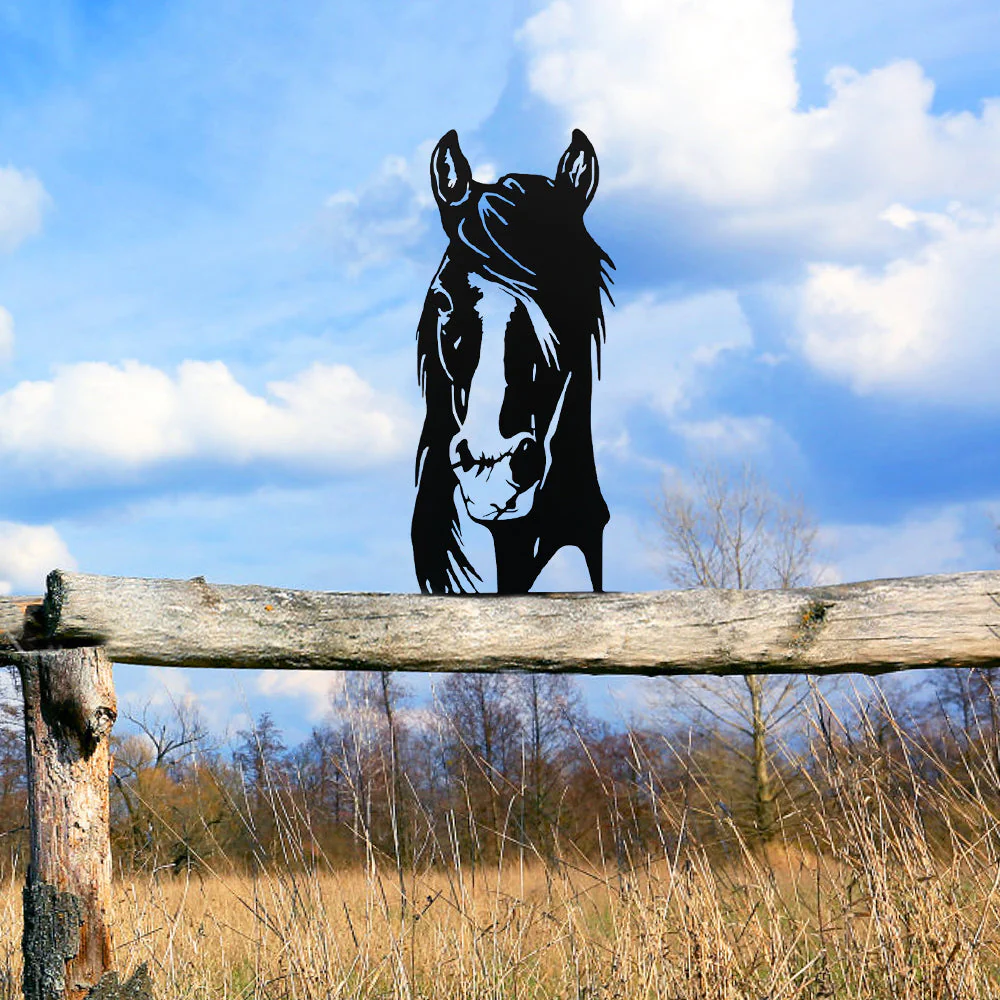 Cheval Curieux Plaque Métallique – Décoration de Jardin Extérieur Animale - Image 5