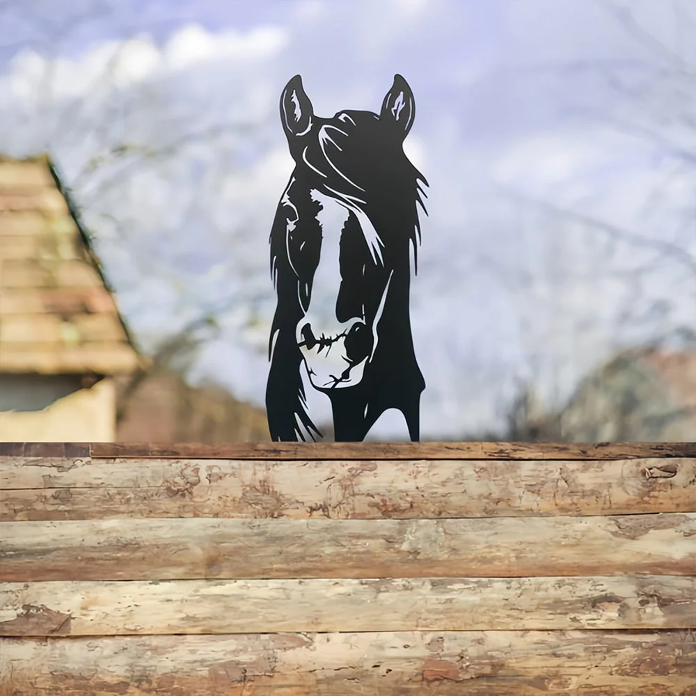 Cheval Curieux Plaque Métallique – Décoration de Jardin Extérieur Animale - Image 6