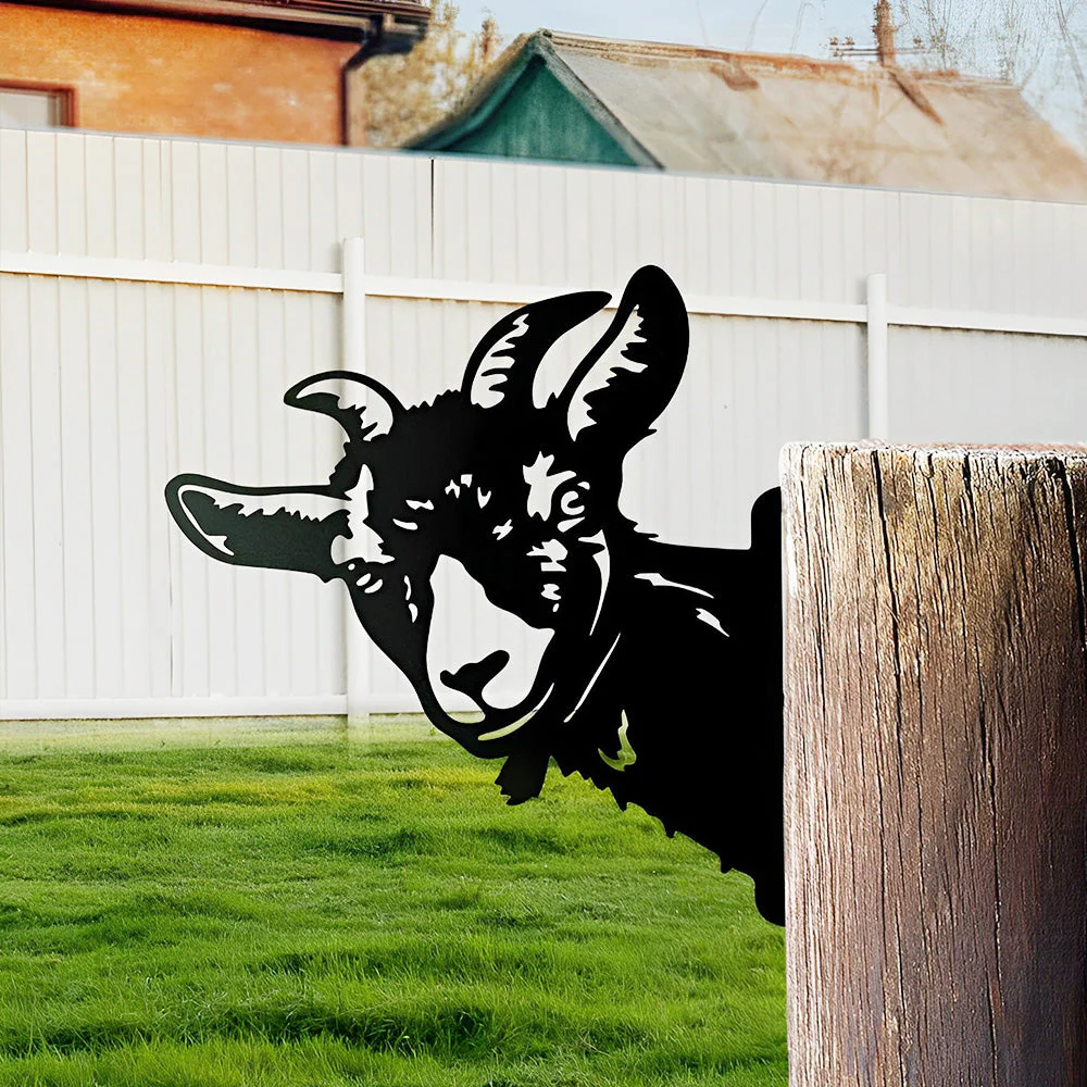 Chèvre Curieuse Plaque Métallique – Décoration de Jardin Extérieur Animale - Image 3