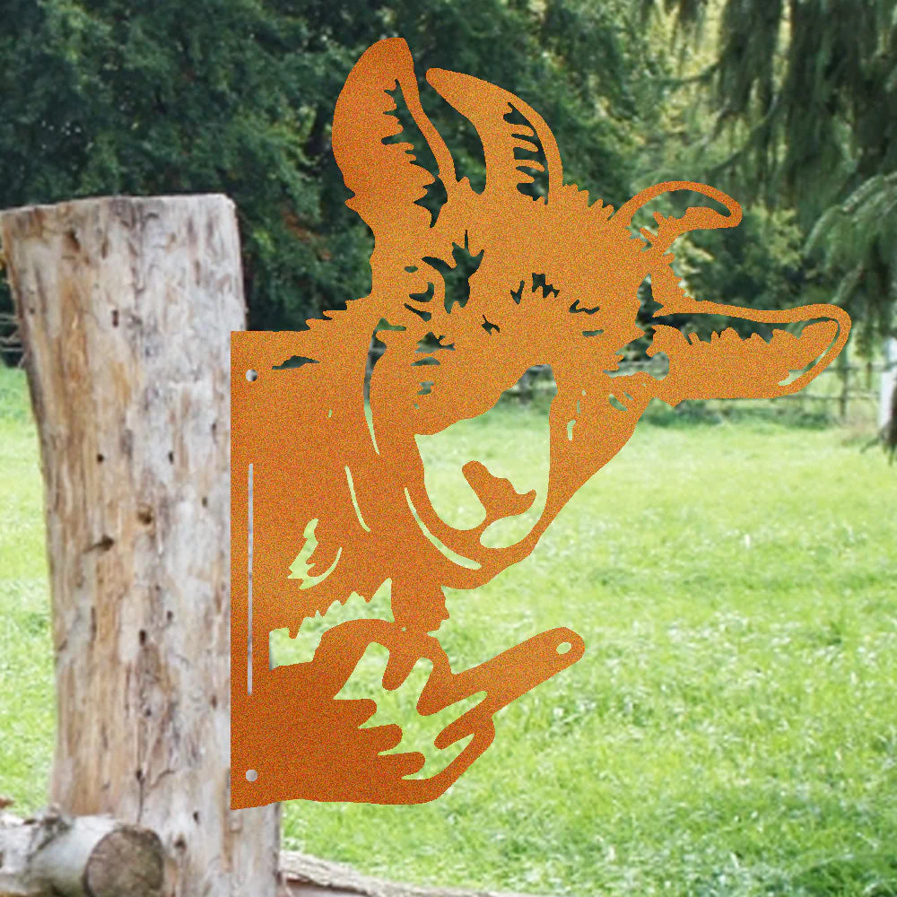 Chèvre Rigolo Montrant le Doigt Plaque Métallique – Décoration de Jardin Animale Espiègle - Image 2