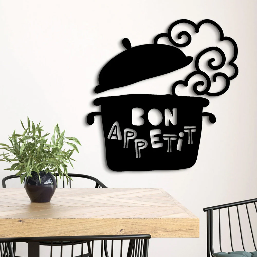 Chic Bon Appétit Plaque en Métal Décoratif Mural