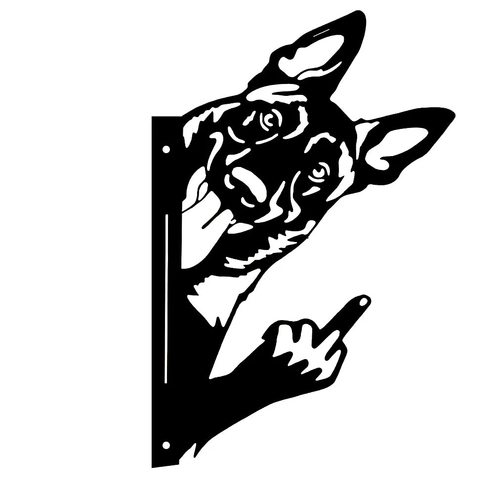 Chien Berger Allemand Rigolo Montrant le Doigt Plaque Métallique – Décoration de Jardin Animale Espiègle - Image 4