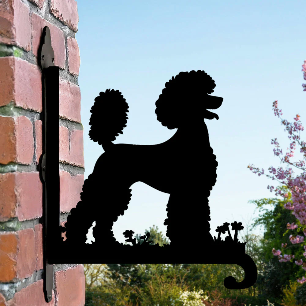 Chien Caniche Support de Plantes à Suspendre Métallique