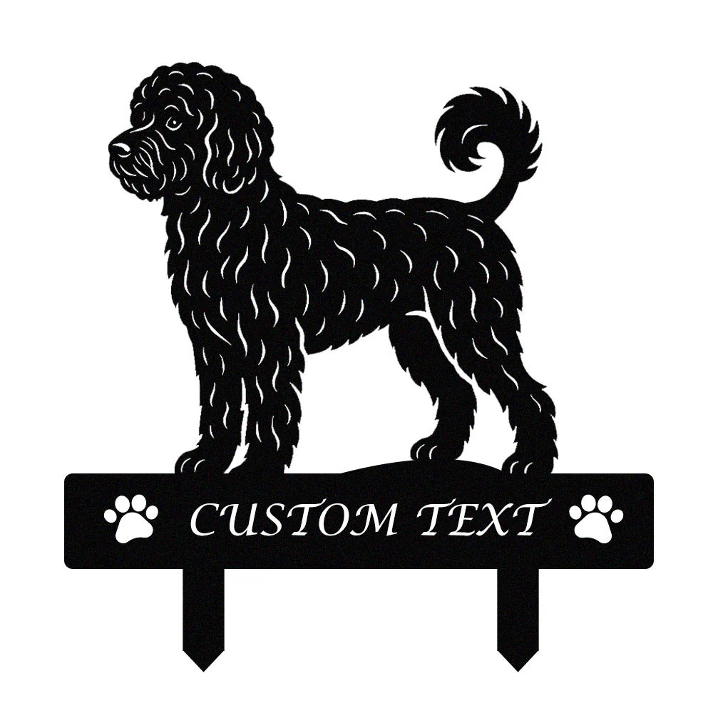 Chien d'Eau Portugais Silhouette de Chien Personnalisée Piquet de Jardin en Métal - Image 9