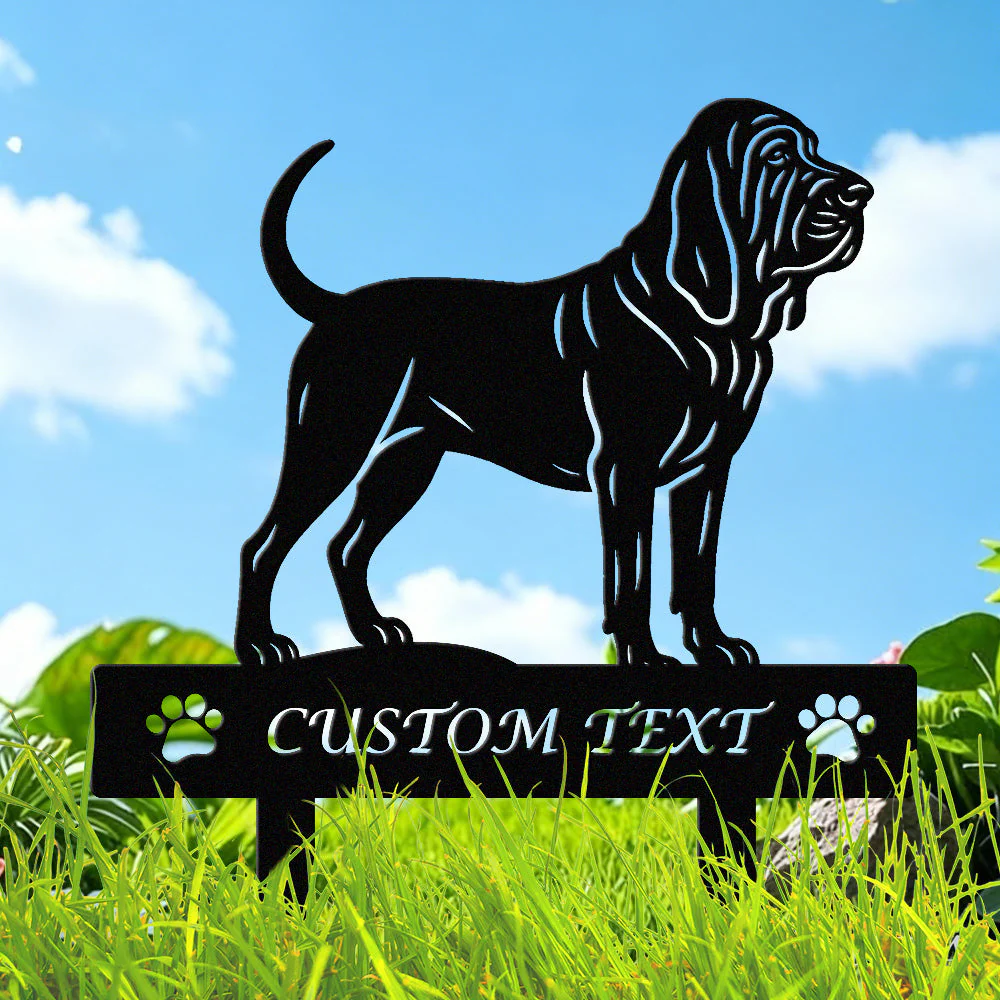 Chien de Saint-Hubert Silhouette de Chien Personnalisée Piquet de Jardin en Métal