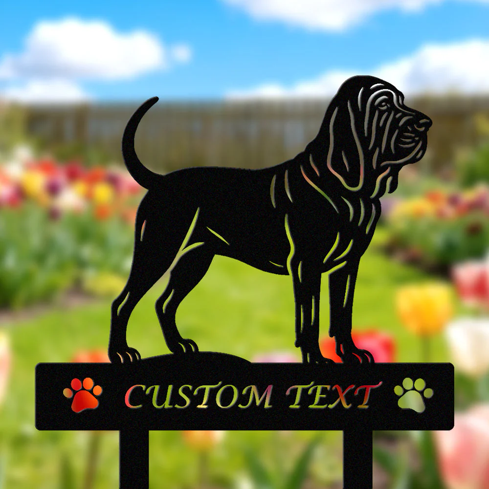 Chien de Saint-Hubert Silhouette de Chien Personnalisée Piquet de Jardin en Métal - Image 2