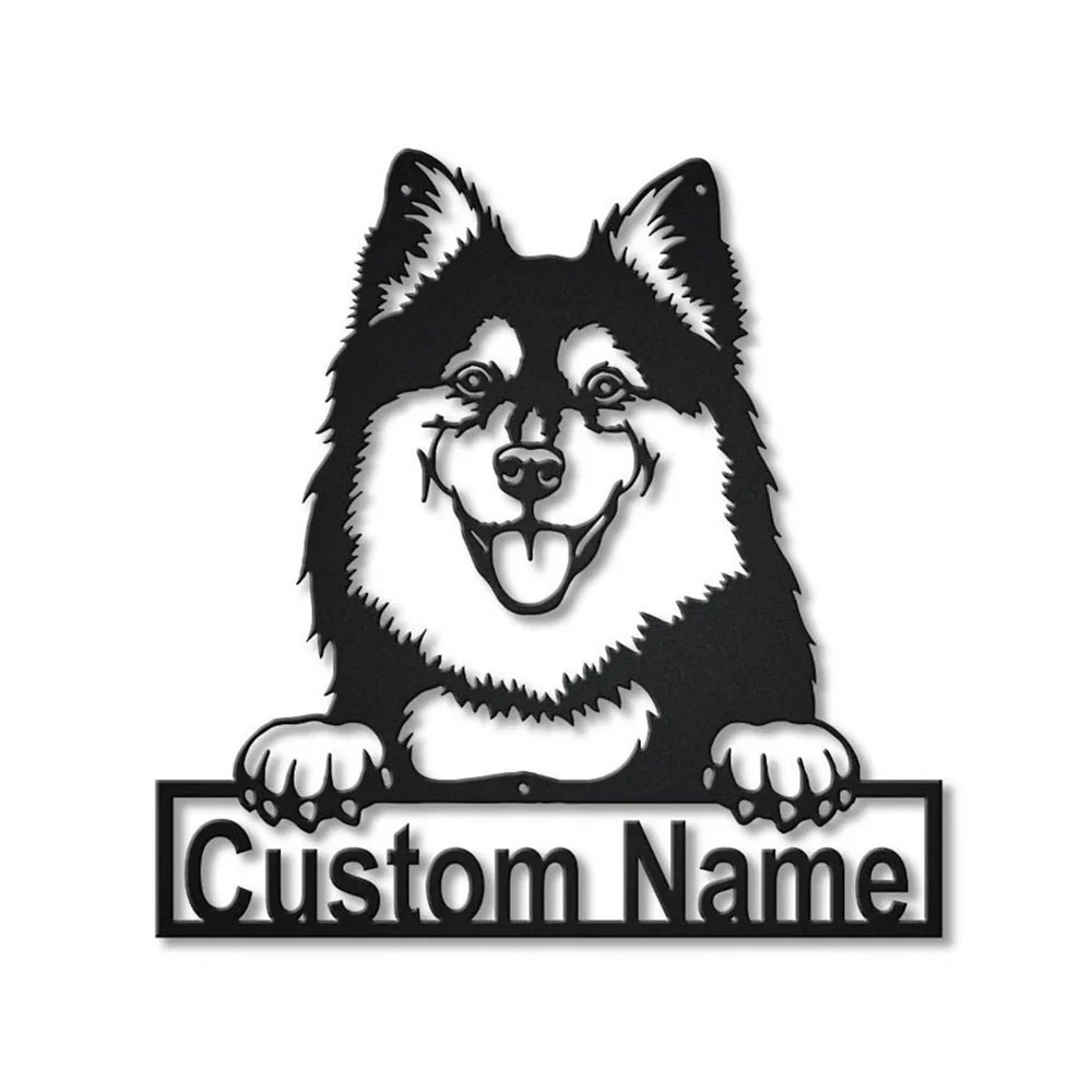 Chien Finnois de Laponie Art en Métal Plaque de Nom en Métal Personnalisée - Image 2