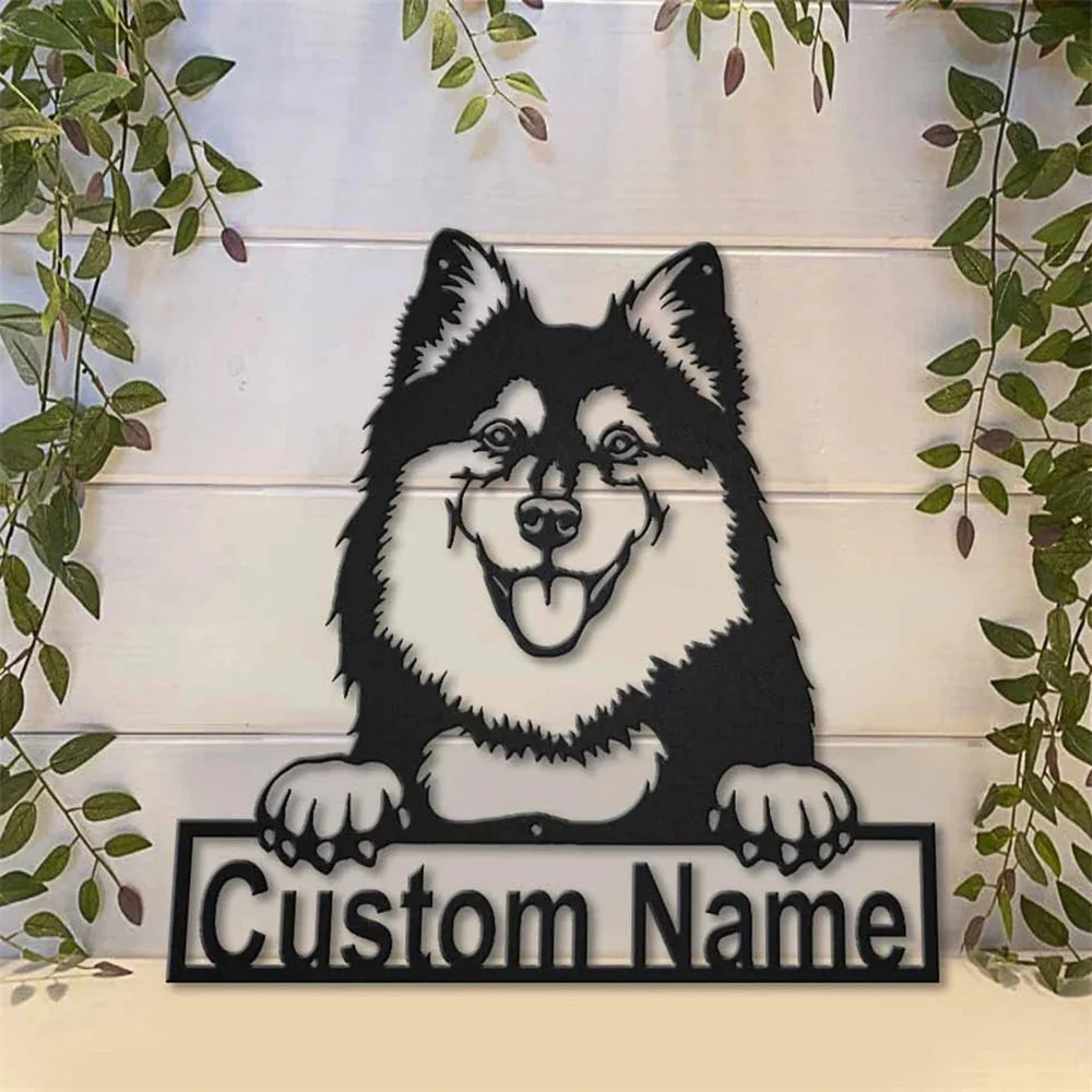 Chien Finnois de Laponie Art en Métal Plaque de Nom en Métal Personnalisée - Image 3