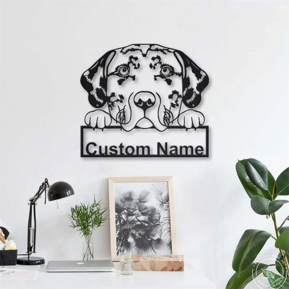 Chien Léopard Catahoula Art en Métal Plaque de Nom en Métal Personnalisée