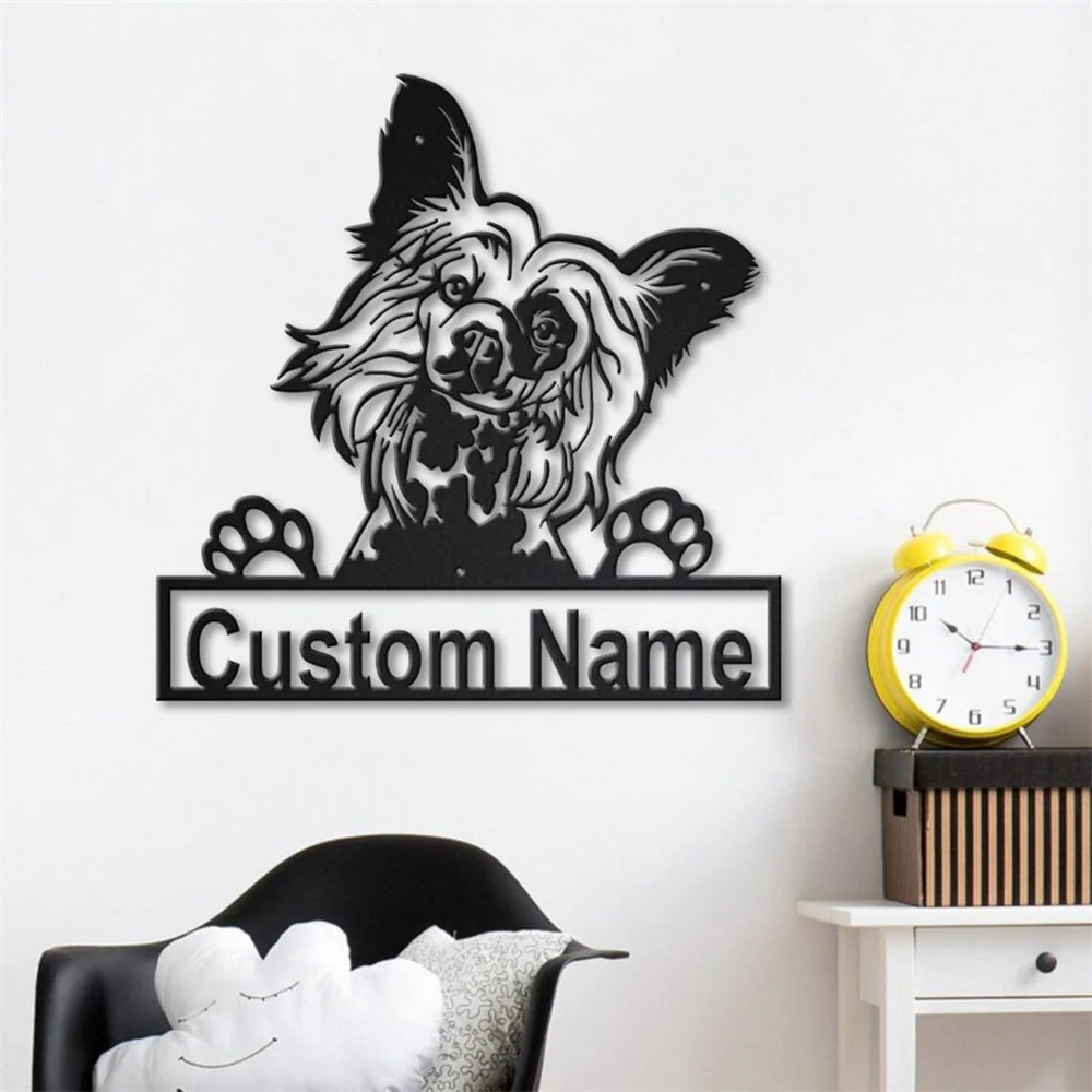 Chien Nu Chinois Art en Métal Plaque de Nom en Métal Personnalisée