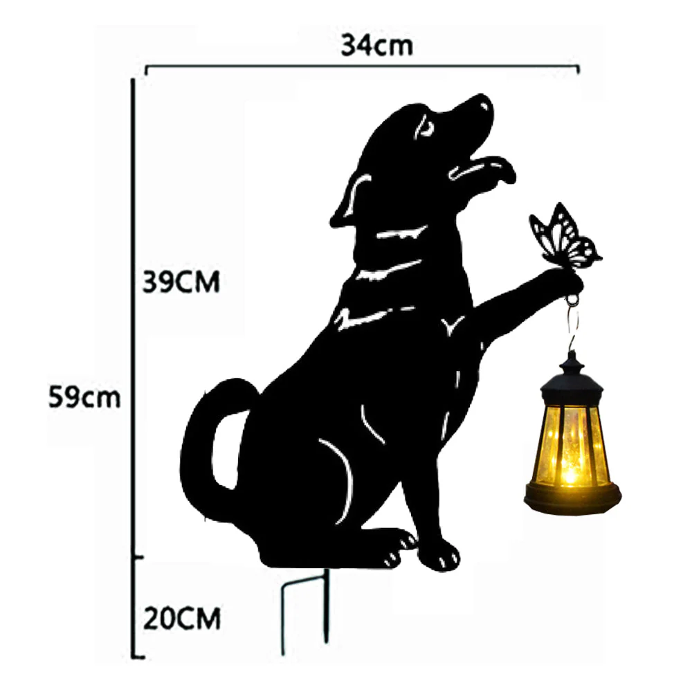 Chien Silhouette Lumière Solaire Extérieure Piquet Décoratif en Métal - Image 2
