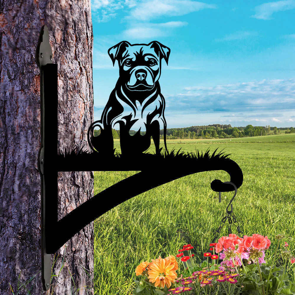 Chien Staffordshire Bull Terrier Support de Plantes à Suspendre Métallique - Image 3
