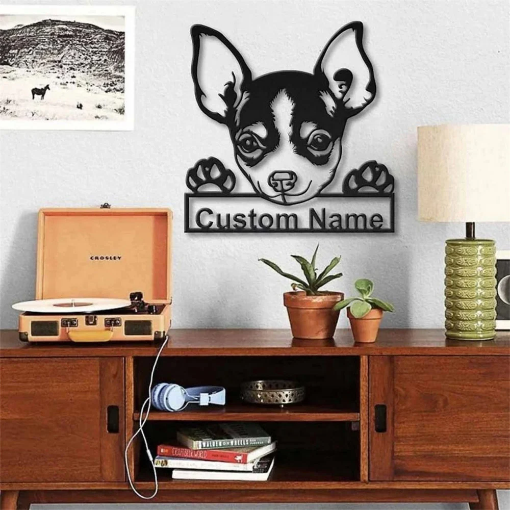 Chihuahua Art en Métal Plaque de Nom en Métal Personnalisée