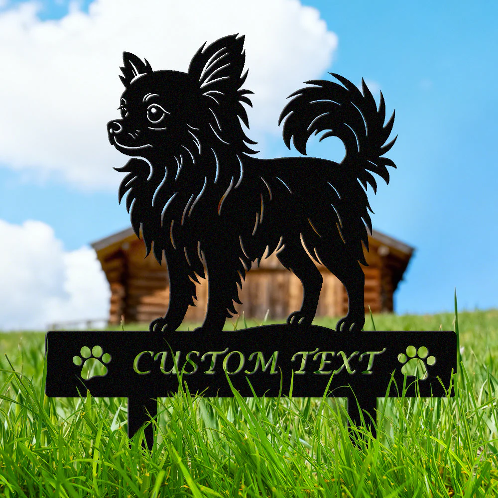 Chihuahua Silhouette de Chien Personnalisée Piquet de Jardin en Métal