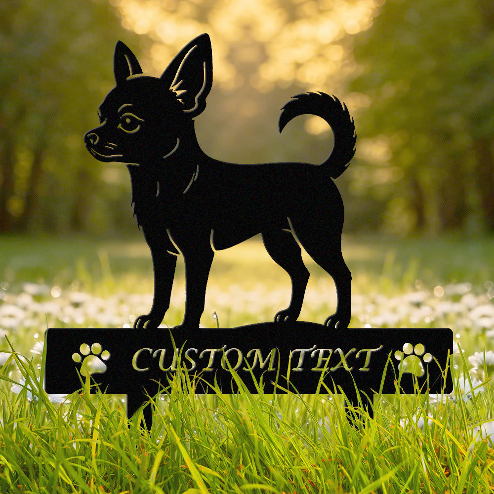 Chihuahua Silhouette de Chien Personnalisée Piquet de Jardin en Métal