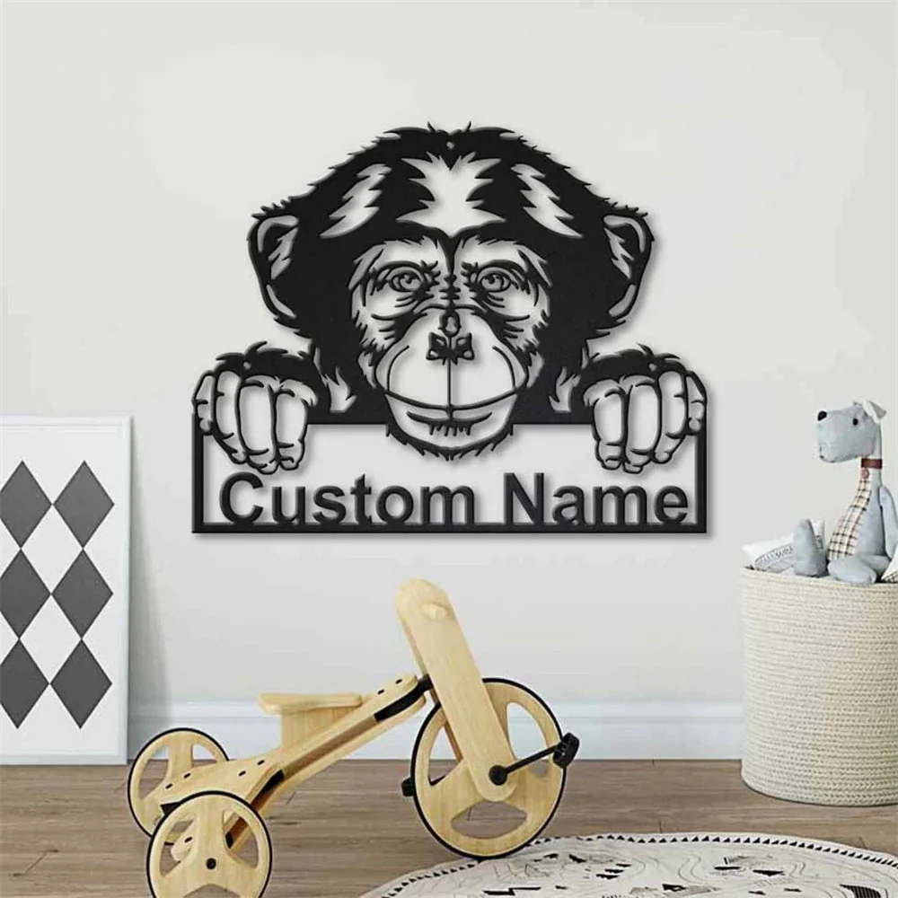 Chimpanzé Art en Métal Plaque de Nom en Métal Personnalisée
