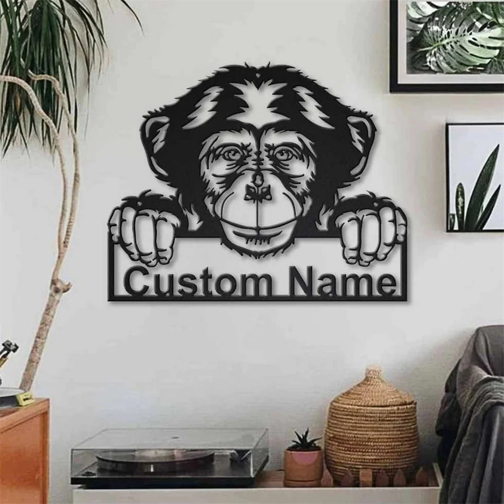 Chimpanzé Art en Métal Plaque de Nom en Métal Personnalisée - Image 3