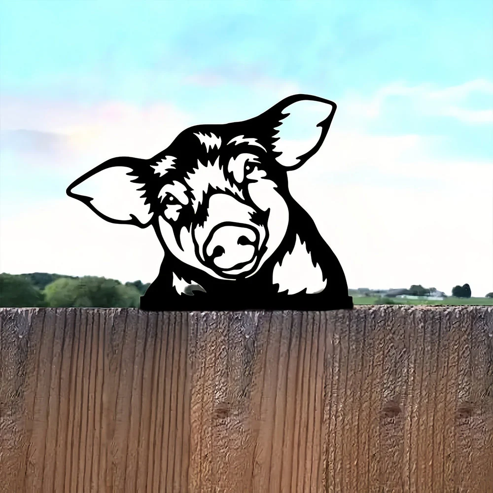 Cochon Curieux Plaque Métallique – Décoration de Jardin Extérieur Animale - Image 4