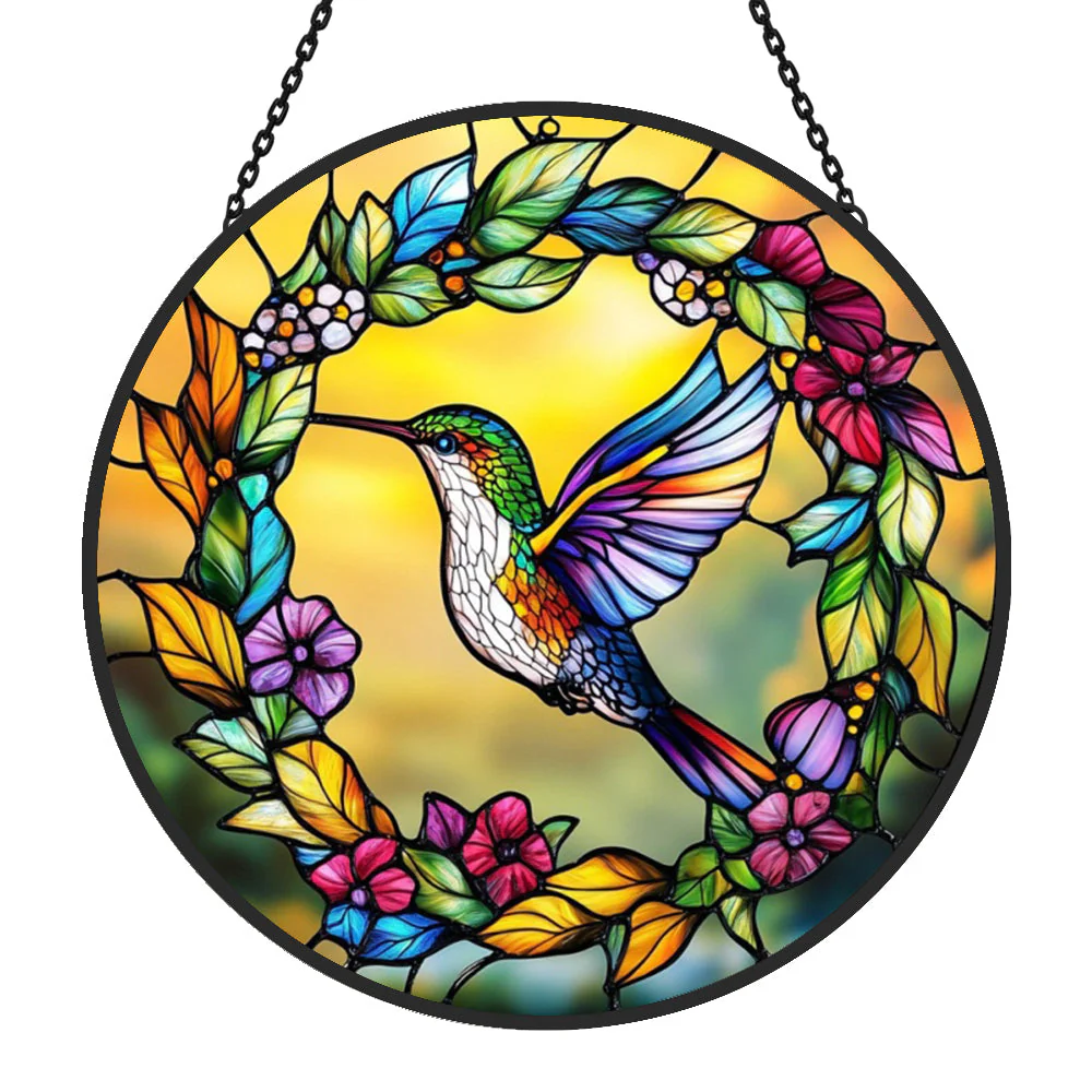 Colibri Attrape-Soleil Décoratif en Vitrail à Suspendre - Image 3