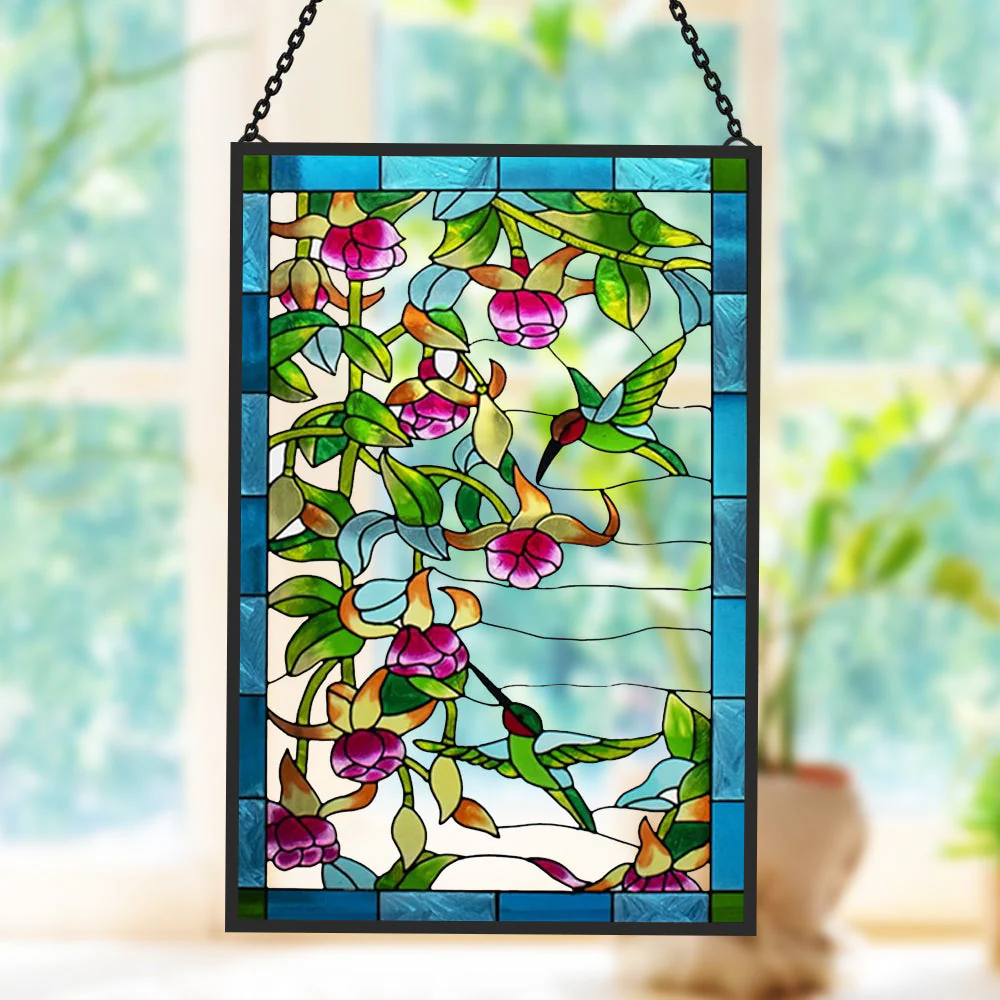 Colibri Attrape-Soleil Décoratif en Vitrail à Suspendre