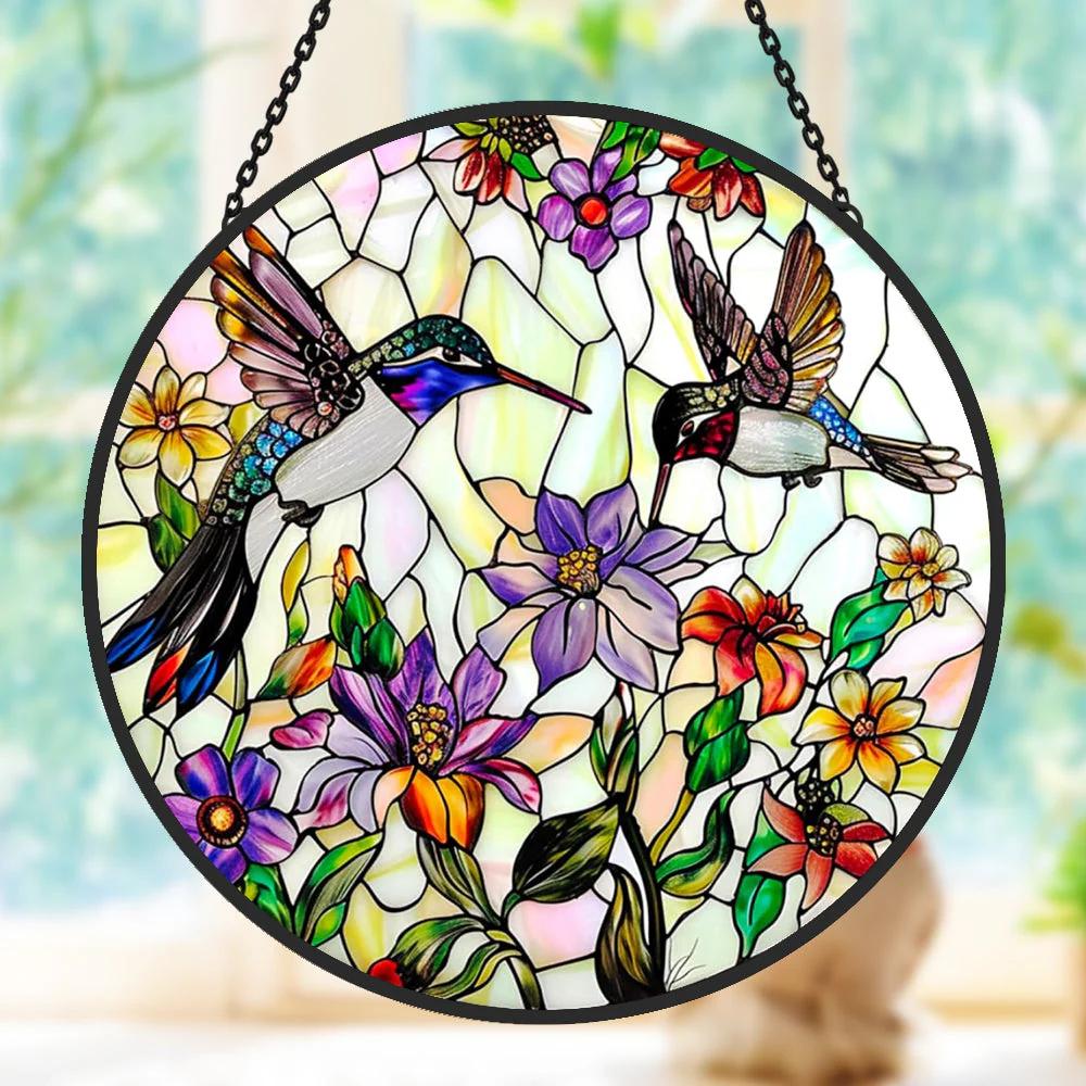 Colibri Attrape-Soleil Décoratif en Vitrail à Suspendre - Image 2