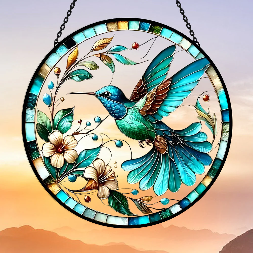 Colibri Attrape-Soleil Décoratif en Vitrail à Suspendre - Image 2