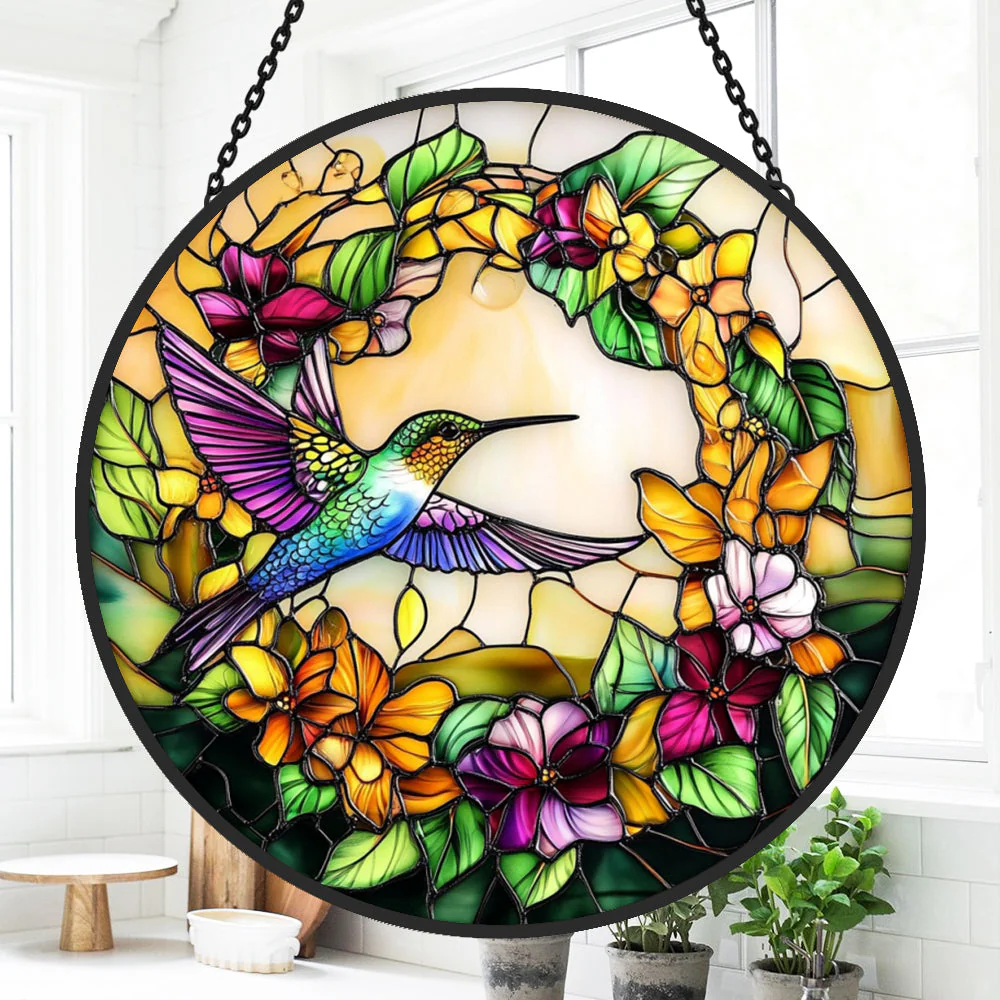 Colibri Attrape-Soleil Décoratif en Vitrail à Suspendre - Image 3