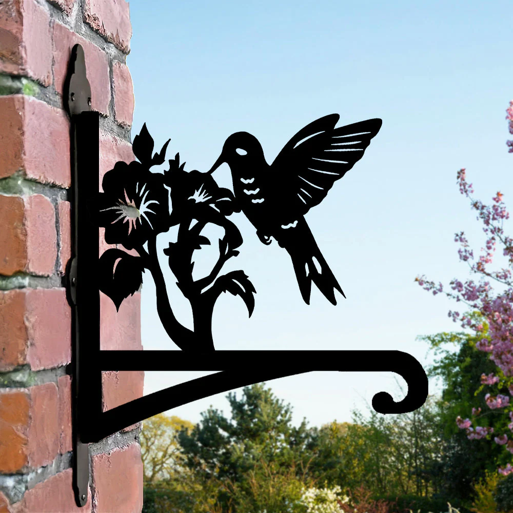 Colibri et Fleur Support de Plantes à Suspendre Métallique