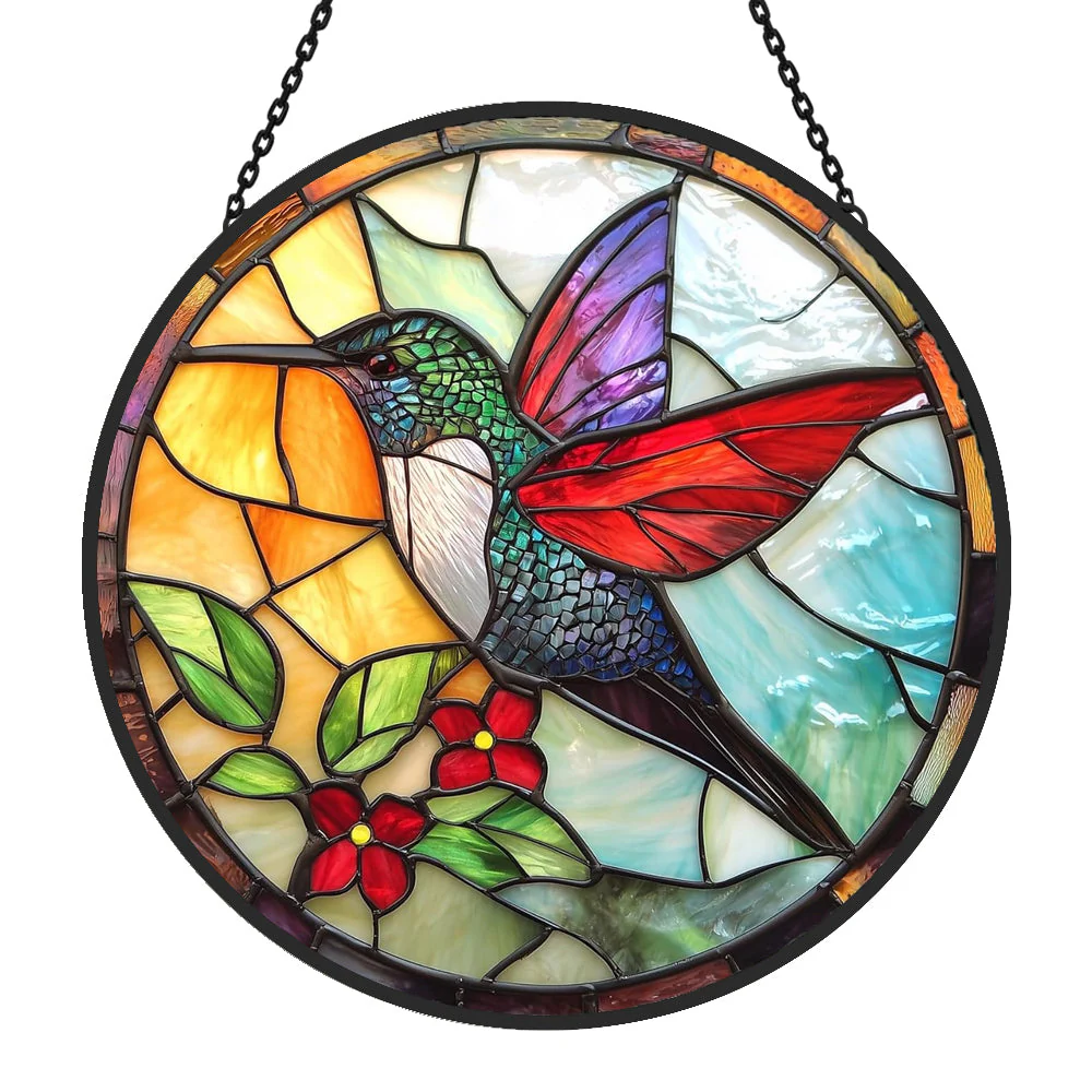 Colibris Attrape-Soleil Décoratif en Vitrail à Suspendre - Image 4
