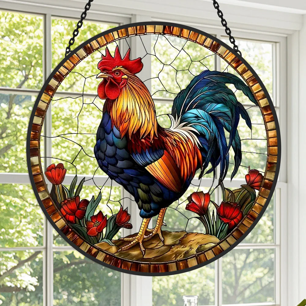 Coq Attrape-Soleil Décoratif en Vitrail à Suspendre - Image 2