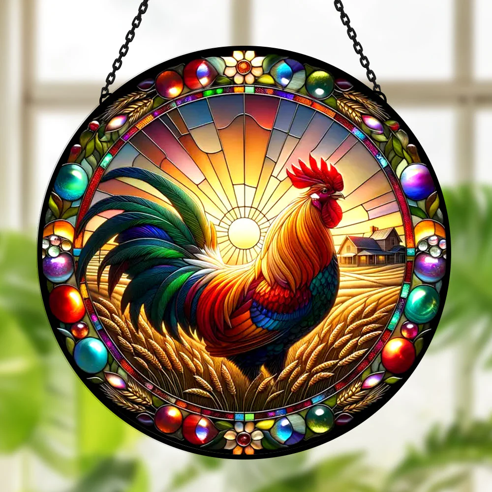 Coq Attrape-Soleil Décoratif en Vitrail à Suspendre - Image 2