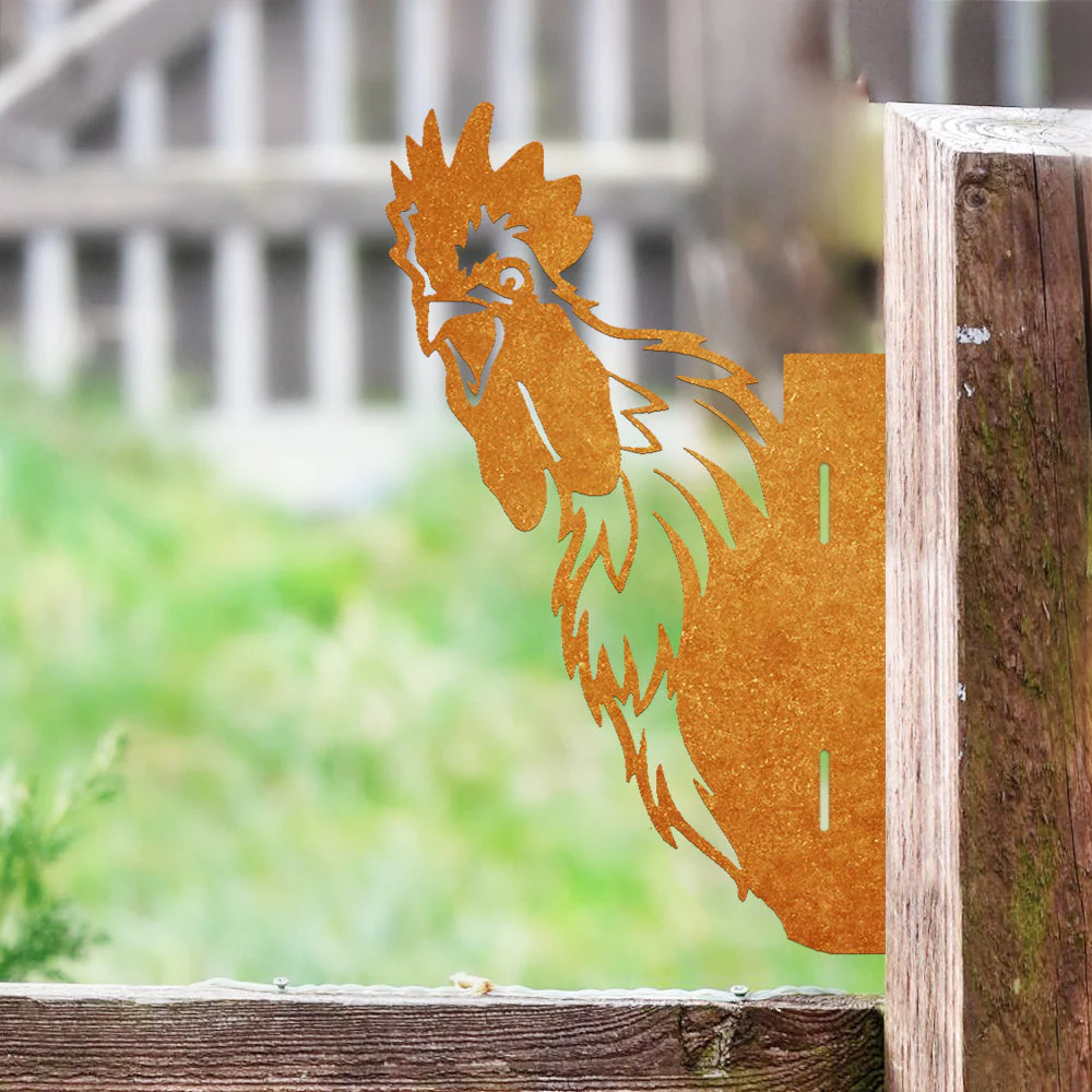 Coq Curieux Plaque Métallique – Décoration de Jardin Extérieur Animale - Image 2