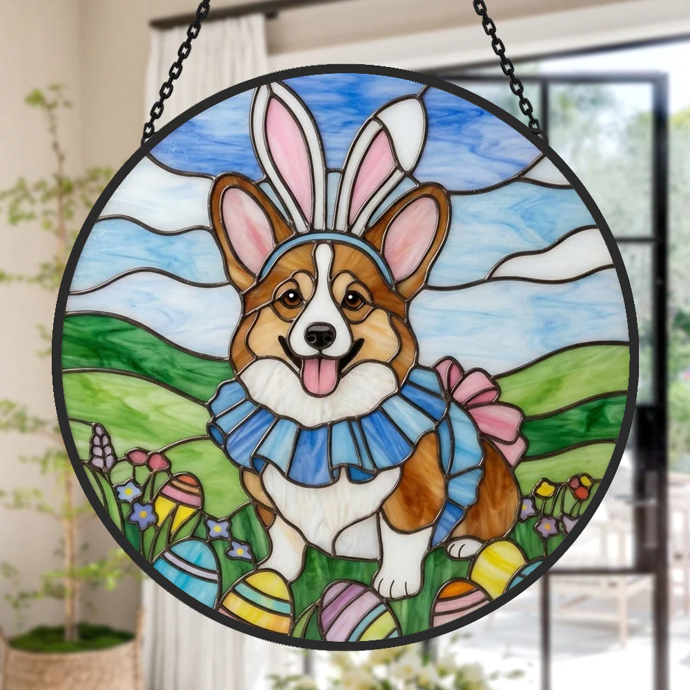 Corgi Attrape-Soleil en Vitrail - Décoration Suspendue pour Fenêtre - Image 2
