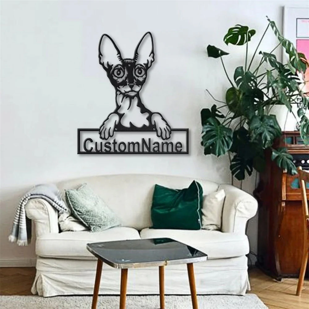 Cornish Rex Art en Métal Plaque de Nom en Métal Personnalisée